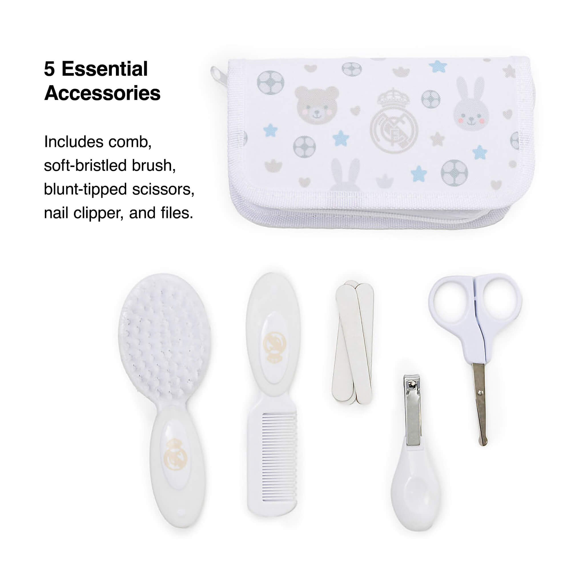 Real Madrid Baby Care Kit - 5-Piece Newborn Grooming Set